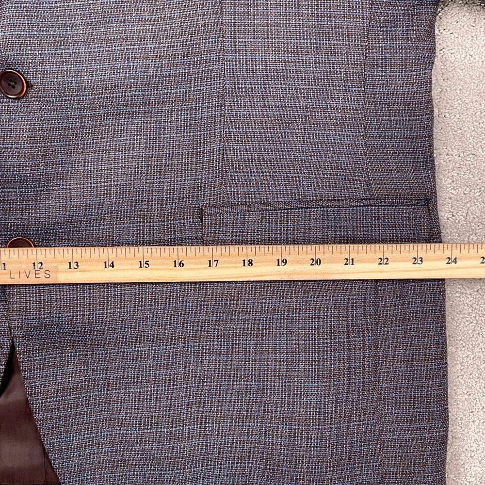 TailoRed Tessilstrona Blazer Men 48 Blue Tan Italian Wool Stretch Sport Coat‎